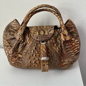 FENDI Bag Spy Bag Brown Caiman Embossed Shoulder Purse Limited Edition